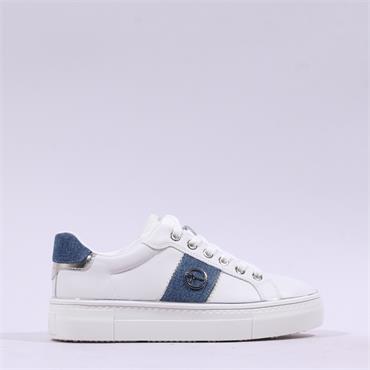Tamaris Alexia Platform Laced Trainer - White Denim