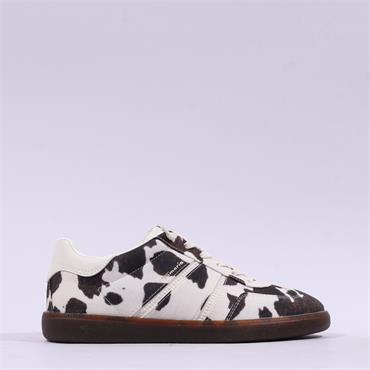 Tamaris Tati T Toe Laced Low Trainer - Cow Print