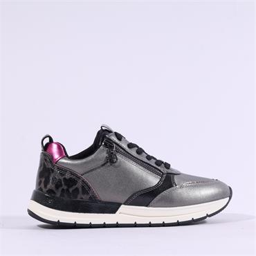 Tamaris Almina Multi Side Zip Trainer - Pewter  Pink
