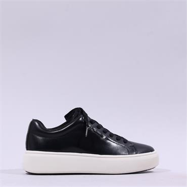 Tamaris Violetta Platform Laced Trainer - Black Leather