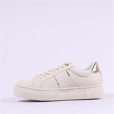 Tamaris Alexia Side Zip Platform Trainer - Ivory Gold Combi