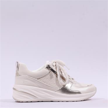 Tamaris Rea Side Zip Wedge Trainer - Ivory
