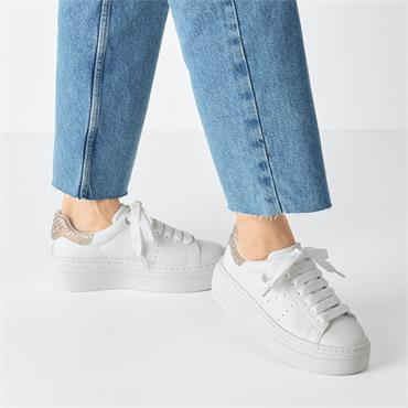 Tamaris Ellidy Platform Laced Trainer - White Gold