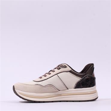 Tamaris Marla Step In Platform Trainer - Ivory Combi