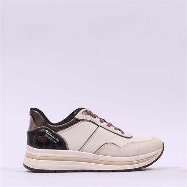Tamaris Marla Step In Platform Trainer - Ivory Combi