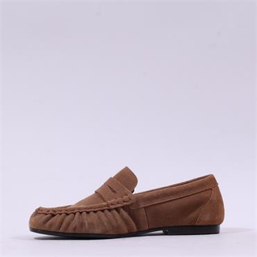 Tamaris Napoli Ruched Suede Penny Loafer - Cognac
