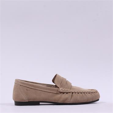 Tamaris Napoli Ruched Suede Penny Loafer - Taupe