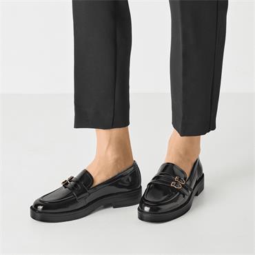 Tamaris Betina Two Strap Classic Loafer - Black