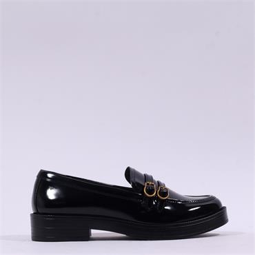 Tamaris Betina Two Strap Classic Loafer - Black