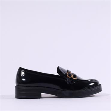 Tamaris Betina Two Strap Classic Loafer - Black