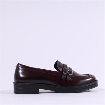 Tamaris Betina Two Strap Classic Loafer - Merlot