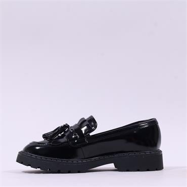 Tamaris Tavendra Chunky Tassle Loafer - Black Shine