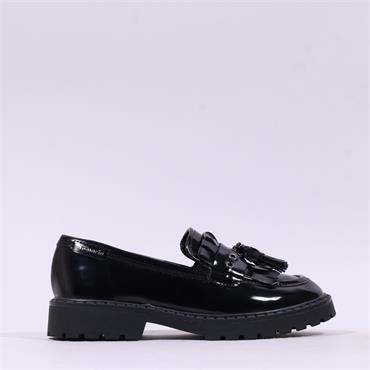 Tamaris Tavendra Chunky Tassle Loafer - Black Shine
