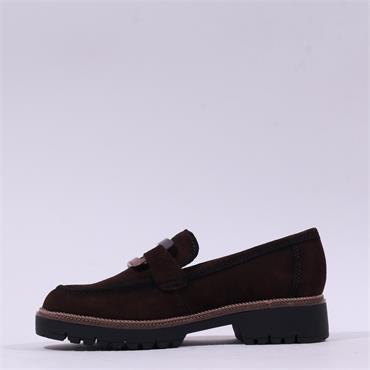 Tamaris Flora Chunky Link Loafer - Brown Suede