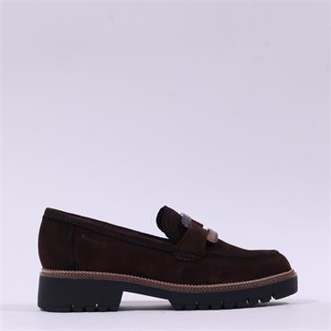Tamaris Flora Chunky Link Loafer - Brown Suede
