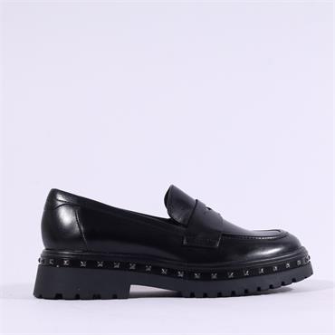 Tamaris Tris Chunky Studded Loafer - Black