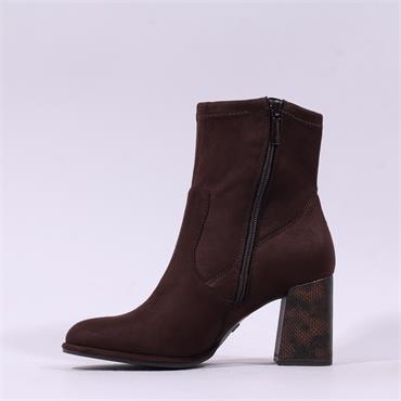 Tamaris Aspasia Block Heel Stretch Boot - Mocca Combi