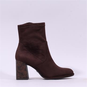 Tamaris Aspasia Block Heel Stretch Boot - Mocca Combi