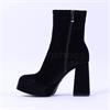 Tamaris Alysha Platform High Block Heel - Black Velour