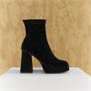 Tamaris Alysha Platform High Block Heel - Black Velour