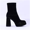 Tamaris Alysha Platform High Block Heel - Black Velour