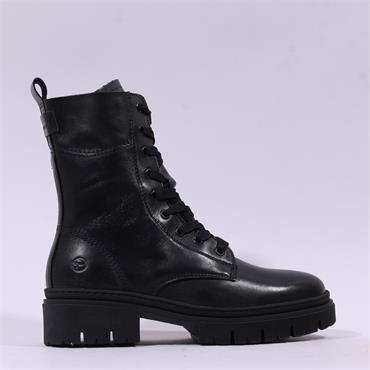 Tamaris Ida Lace Zip Military Boot - Black