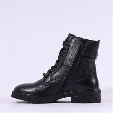 Tamaris Iona Strap Buckle Lace Boot - Black