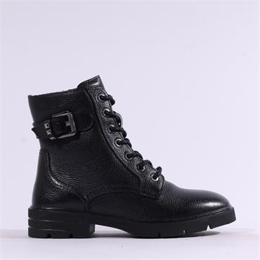 Tamaris Iona Strap Buckle Lace Boot - Black
