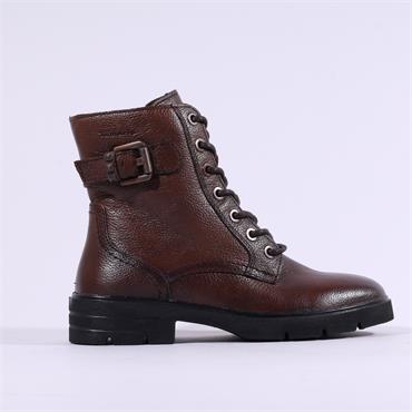 Tamaris Iona Strap Buckle Lace Boot - Mocca