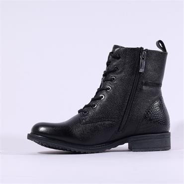 Tamaris Anouk Side Zip Croc Heel Boot - Black