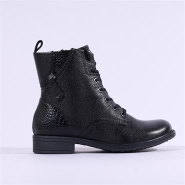 Tamaris Anouk Side Zip Croc Heel Boot - Black