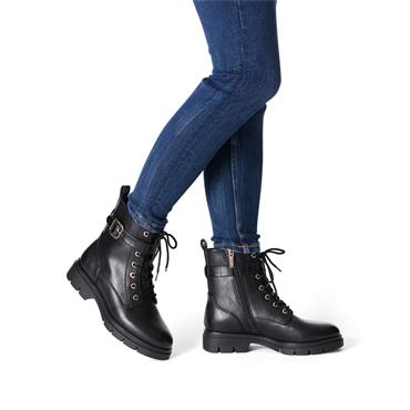 Tamaris Jutta Laced Strap Ankle Boot - Black Gold