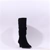 Tamaris Chaya Ruffled Low Heel Mid Calf - Black Suede