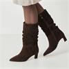 Tamaris Chaya Ruffled Low Heel Mid Calf - Mocca