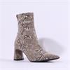 Tamaris Aquila Block Heel Pointed Bootie - Beige Snake