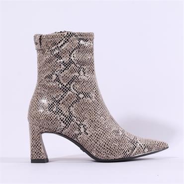 Tamaris Aquila Block Heel Pointed Bootie - Beige Snake