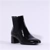 Tamaris Colbie Stack Heel Gusset Boot - Black Patent