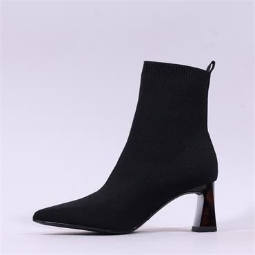 Tamaris Aquila High Heel Sock Boot - Black Leopard