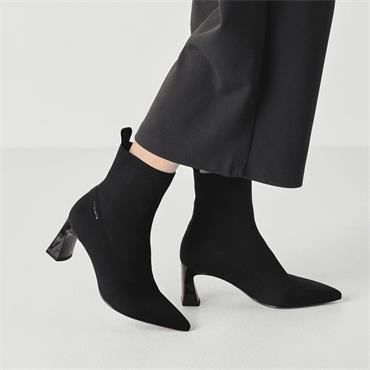 Tamaris Aquila High Heel Sock Boot - Black Leopard