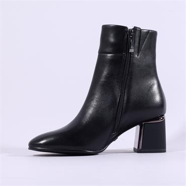 Tamaris Zoi Metallic Heel Ankle Boot - Black Leather