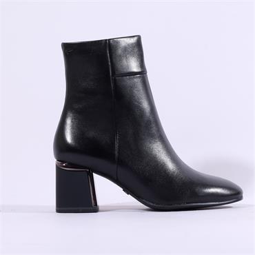 Tamaris Zoi Metallic Heel Ankle Boot - Black Leather
