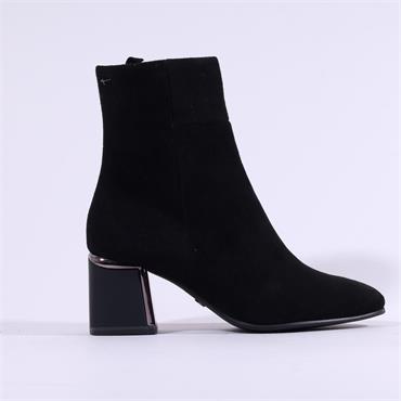 Tamaris Zoi Metallic Heel Ankle Boot - Black Suede