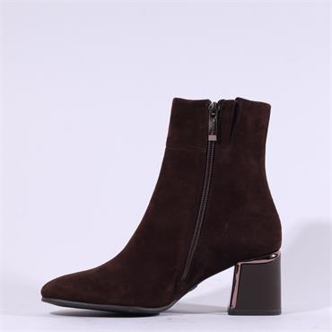 Tamaris Zoi Metallic Heel Ankle Boot - Mocha Suede