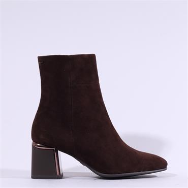 Tamaris Zoi Metallic Heel Ankle Boot - Mocha Suede