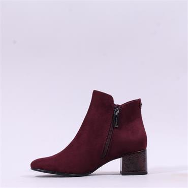Tamaris Cika V Cut Cuff Ankle Boot - Burgundy Combi