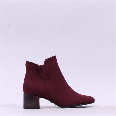 Tamaris Cika V Cut Cuff Ankle Boot - Burgundy Combi