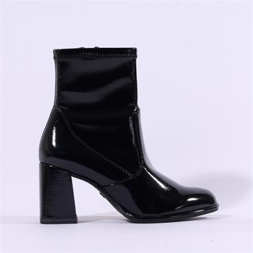 Tamaris Aspasia Block Heel Stretch Boot - Black Patent