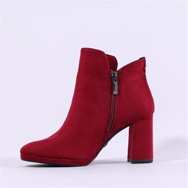 Tamaris Imola High Block Heel Ankle Boot - Red