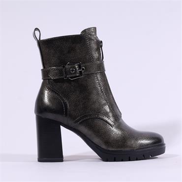 Tamaris Carila Stack Heel Frontzip Boot - Pewter