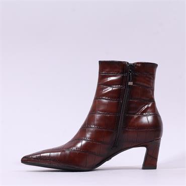 Tamaris Chaya Mid Heel Ankle Boot - Cognac Croc